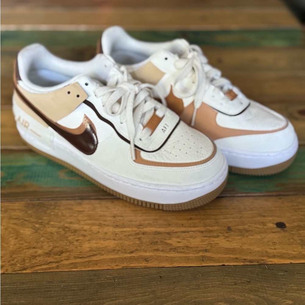 Nike White and Brown Sneakers